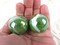 2 Boulders 35mm FUNGUS Marbles glass ball Green White Iridescent large Swirl